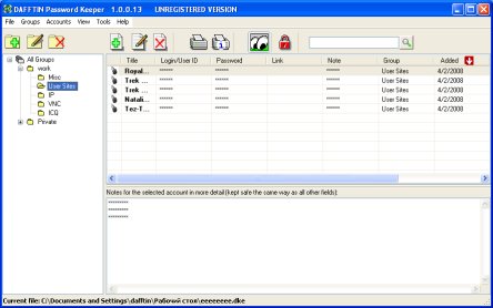 DAFFTIN Password Keeper Screenshot